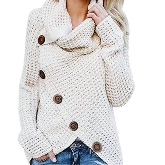 ***SOLD***White Woman's turtle neck wrap sweate - Picture 1 of 1